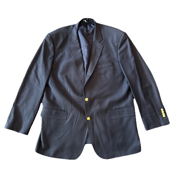 Brooks Brothers Men's 46L Loro Piana Super 120s Wool Sport Coat Black Made in US